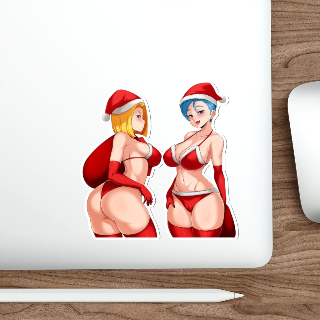 Dragon Ball Z Christmas Waterproof Sticker - Sexy Santa Android 18 and Bulma Ecchi Vinyl Anime Car Decal