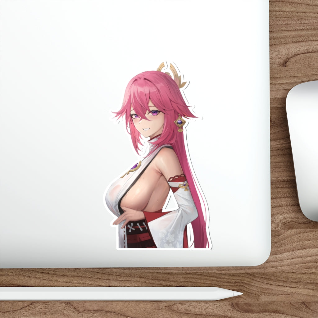 Side Boob Yae Miko Genshin Impact Ecchi Vinyl Decal Waterproof Sticker - Ecchi Vinyl Decal