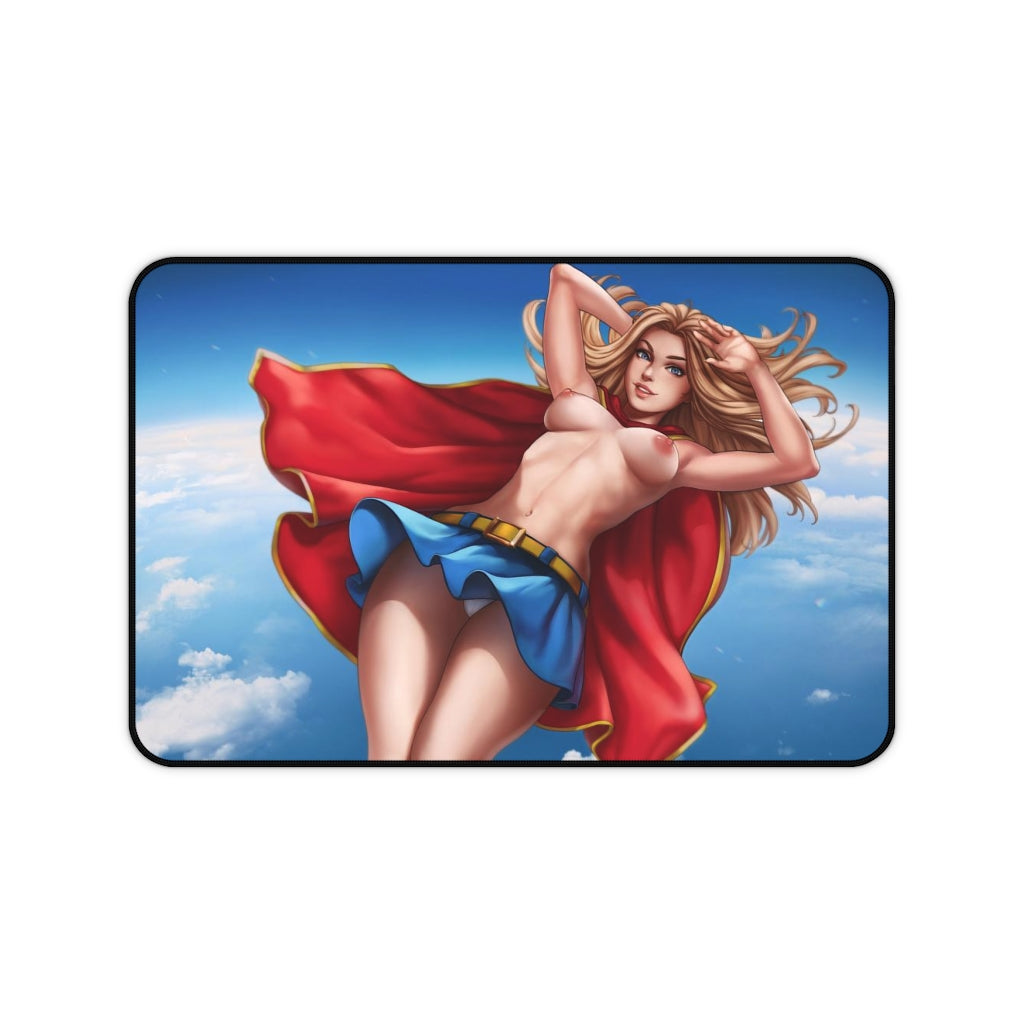 Topless Supergirl Desk Mat - Lewd Mousepad - Comic Book Girl Playmat