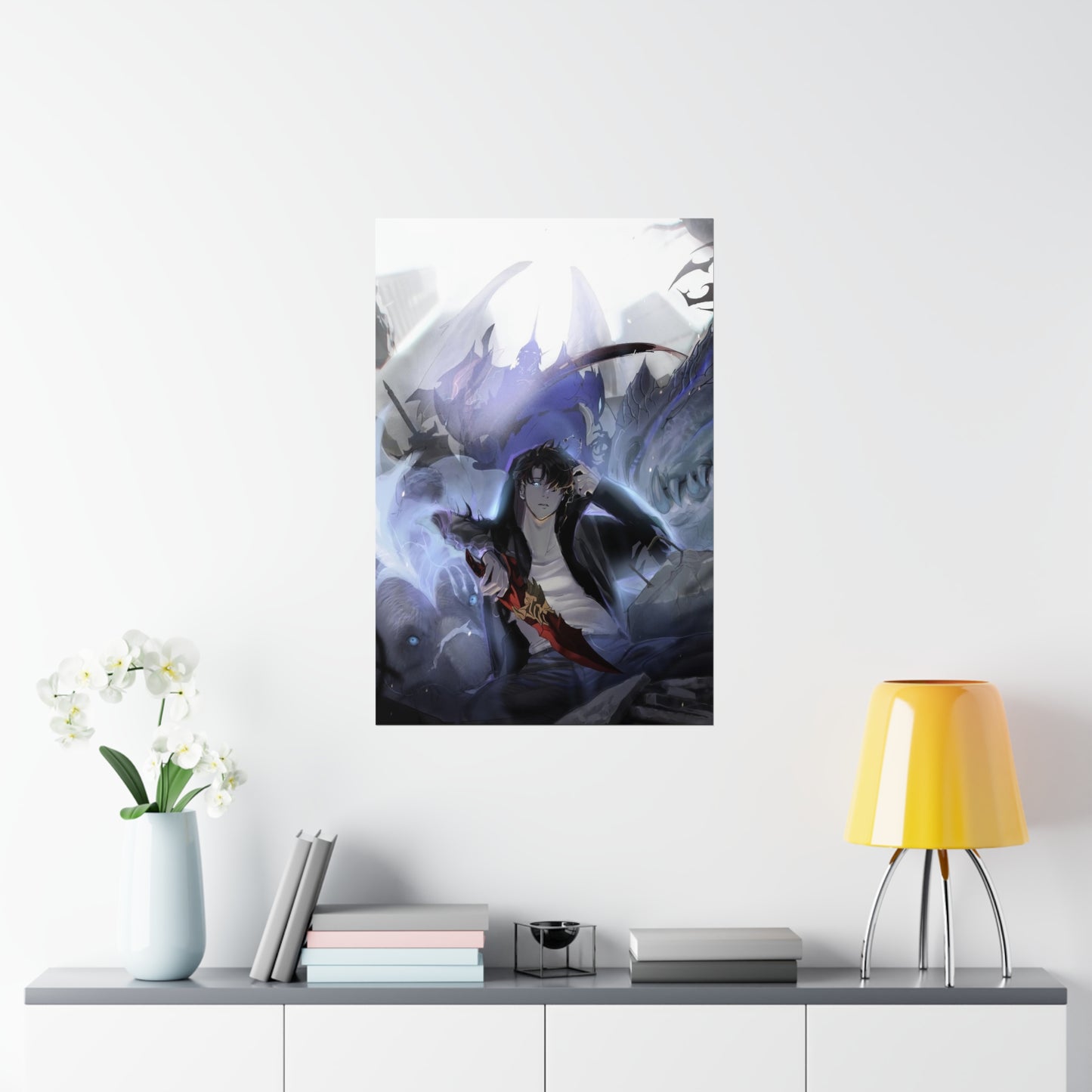 Solo Leveling Poster - Premium Matte Vertical Poster - Solo Leveling Anime Tank Kaisel Billion and Sung Jin-woo Wall Art Decor