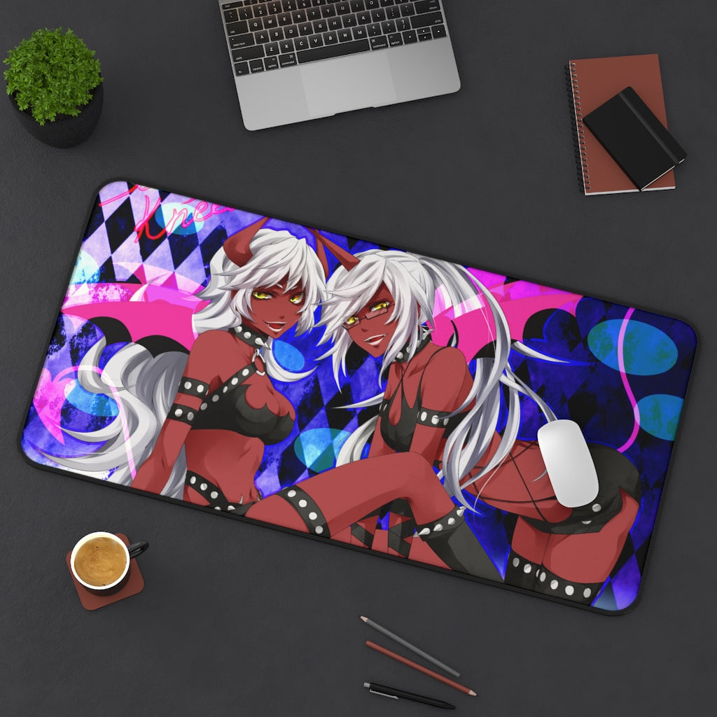 Panty and Stocking with Garterbelt Sexy Devil Waifus Scanty and Kneesocks Desk Mat - Non Slip Mousepad