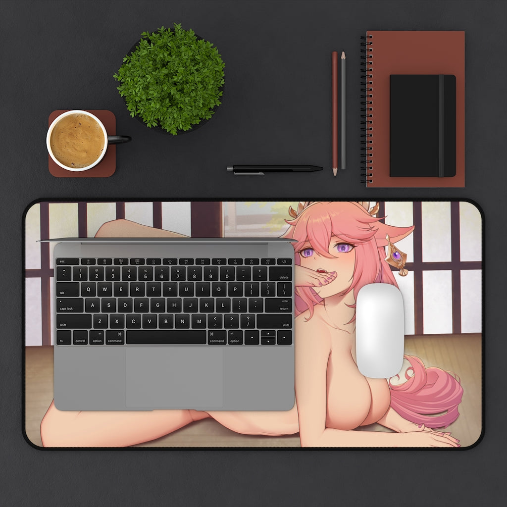 Nude Yoga Yae Miko Noelle Genshin Impact Desk Mat - Non Slip Mousepad