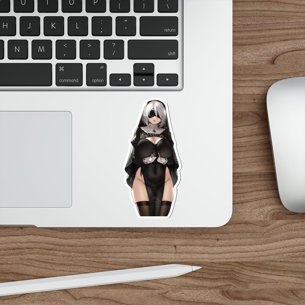 Sexy Nun Big Boobs 2B Waterproof Sticker - Nier Automata Ecchi Vinyl Car Decal