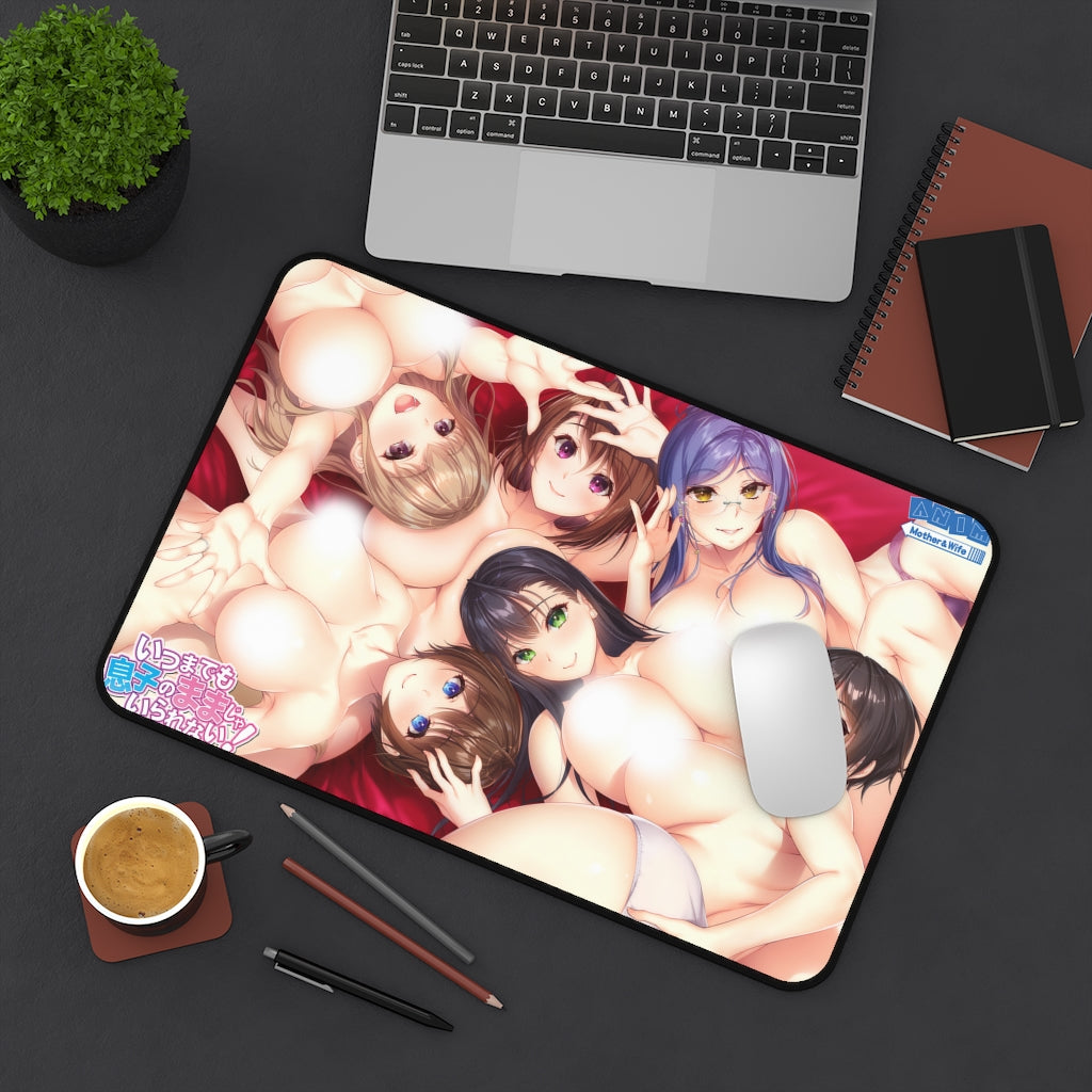 Nude Boobs Waifus Anime Mother & Wife Desk Mat - Lewd Mousepad - Sexy Anime Girls Playmat