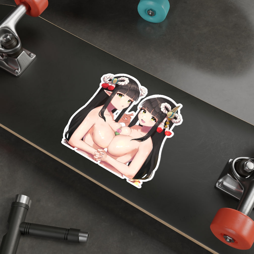 Topless Boobs Hinoa And Minoto Monster Hunter Rise Waterproof Sticker - Ecchi Vinyl Decal
