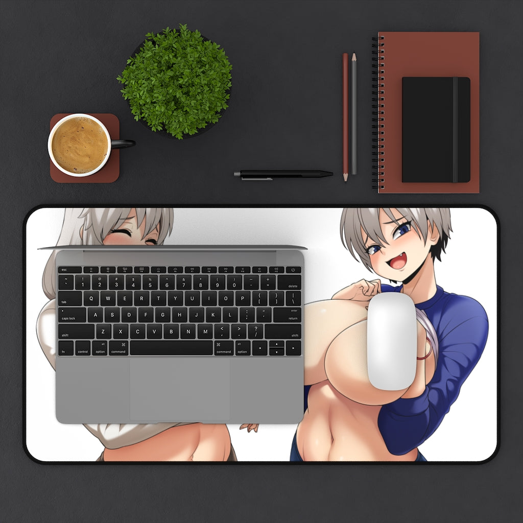 Uzaki-Chan Nude Boobs Mousepad - Oppai Tsuki And Hana Large Ecchi Desk Mat - Anime Mouse Pad - Sexy Playmat - Uzaki-chan wants to hang out