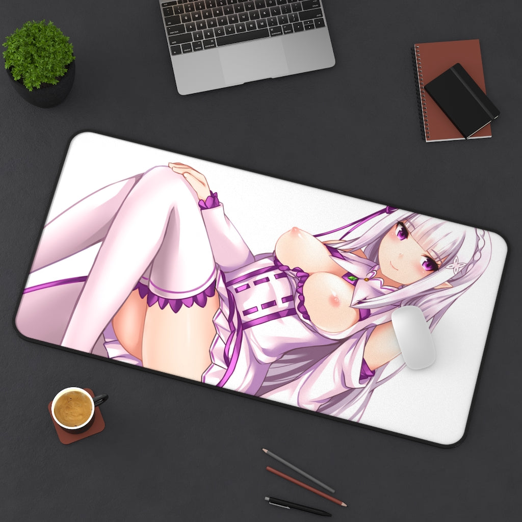 Re Zero Sexy Mousepad - Nude Anime Tits Emilia Desk Mat - Ecchi Playmat