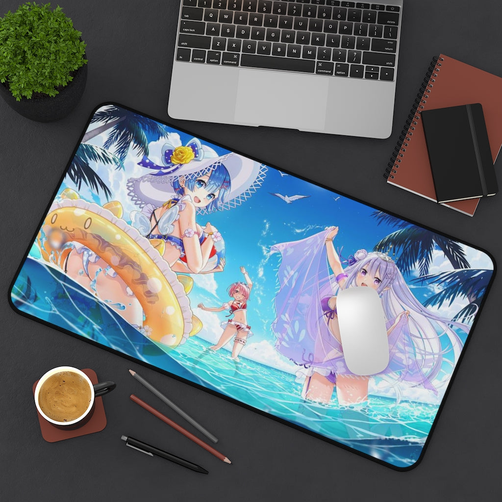 Re Zero Sexy Mousepad - Beach Waifus Desk Mat - Ecchi Playmat