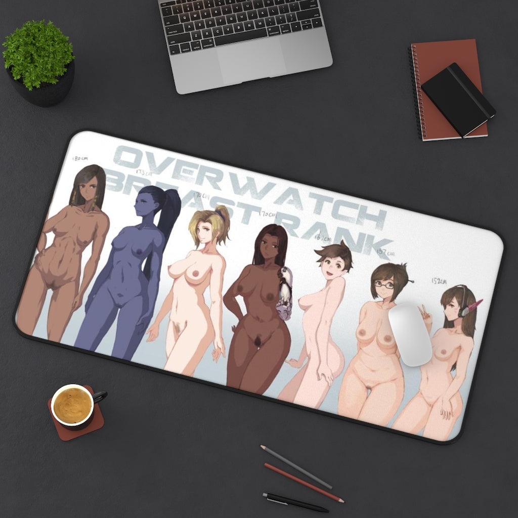 Overwatch Nude Waifus Desk Mat - Breast Rank Lewd Mousepad - Gaming Girls Playmat