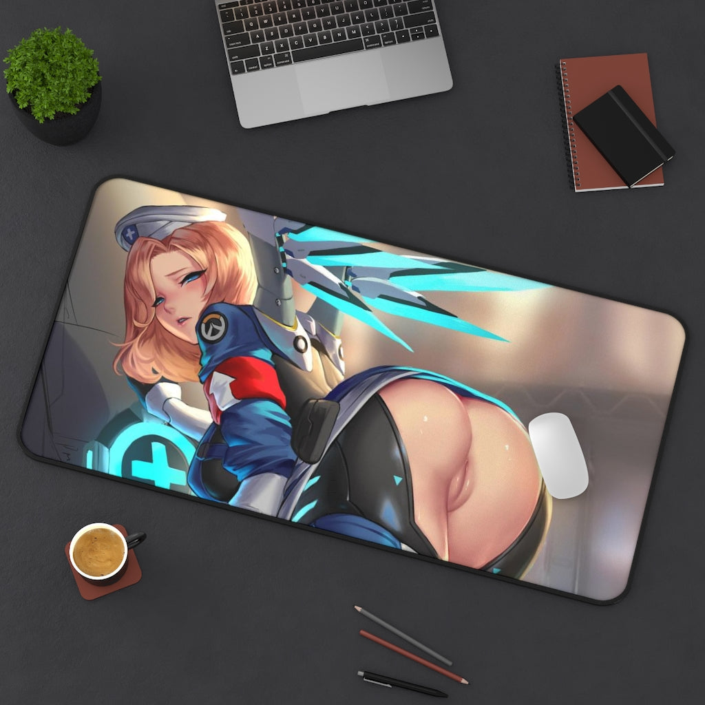 Hentai Nude Butt Mercy Combat Medic Ziegler Overwatch Desk Mat - Lewd Mousepad - Gamimg Girl Playmat