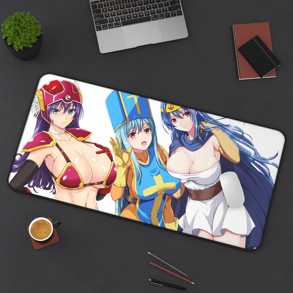 Dragon Quest Sexy Mousepad - Hot Priest, Sage And Soldier Gaming Desk Mat - Ecchi RPG Playmat