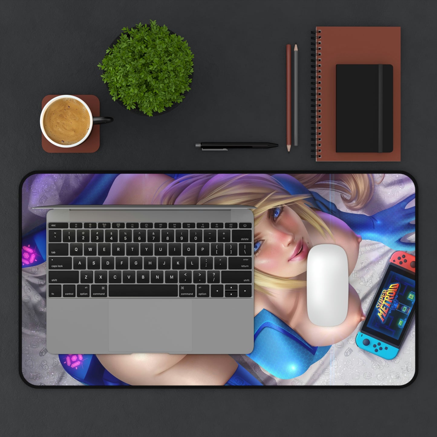 Samus Naked Gamer Girl Mousepad - Metroid Large Desk Mat - Ecchi Mouse Pad - MTG Playmat