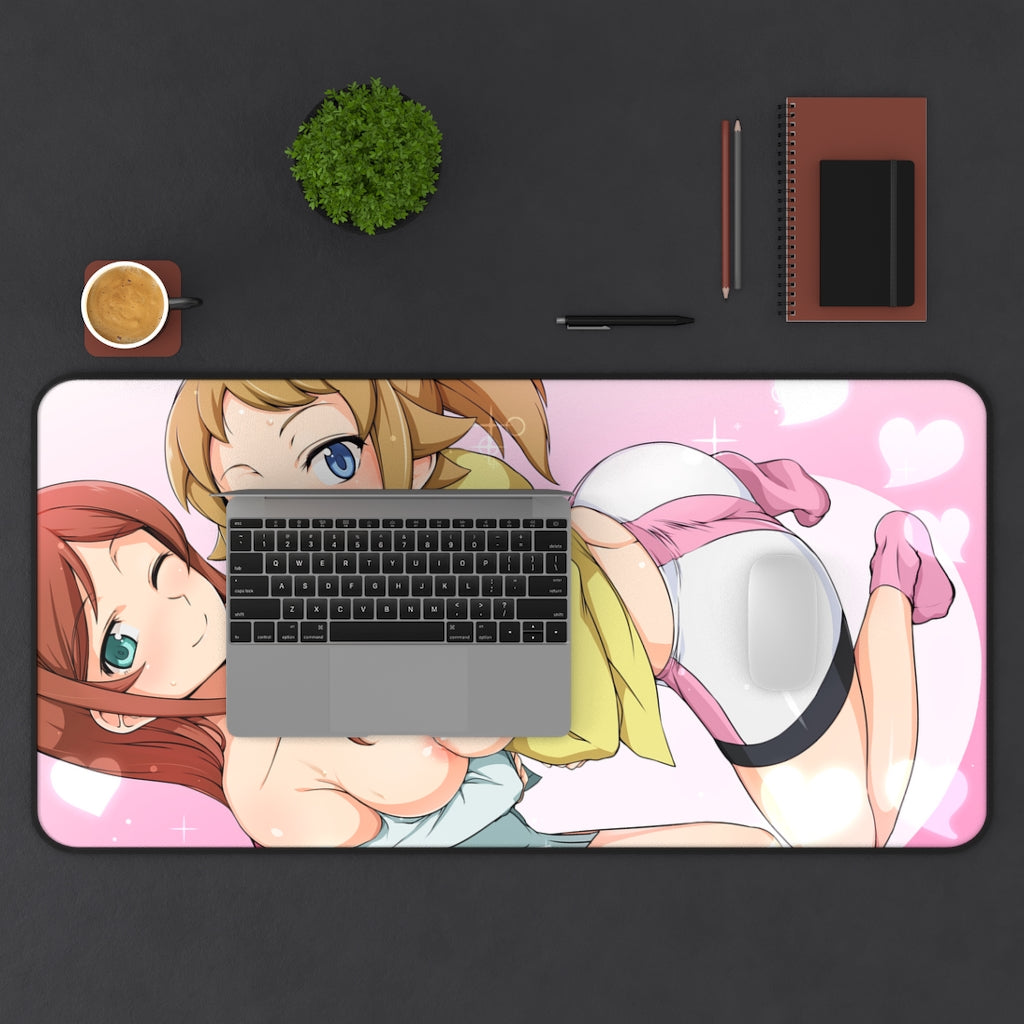 Gundam Ecchi Mousepad - Hoshino Fumina And Mirai Kamiki Big Boobs Desk Mat - Large Mouse Pad