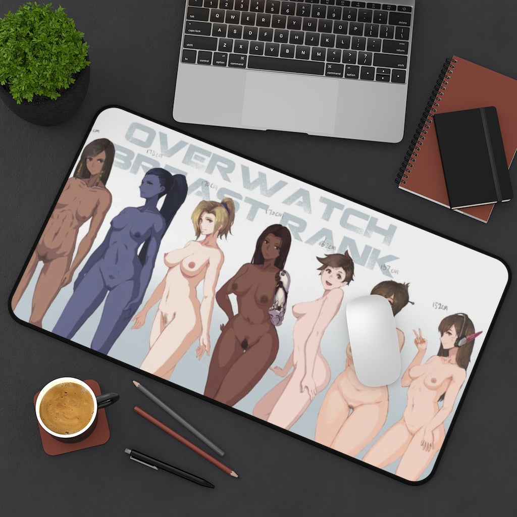 Overwatch Nude Waifus Desk Mat - Breast Rank Lewd Mousepad - Gaming Girls Playmat