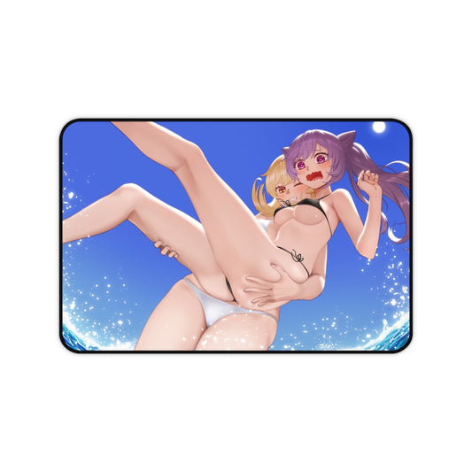 Lumine and Keqing Bikini Genshin Impact Desk Mat - Non Slip Mousepad