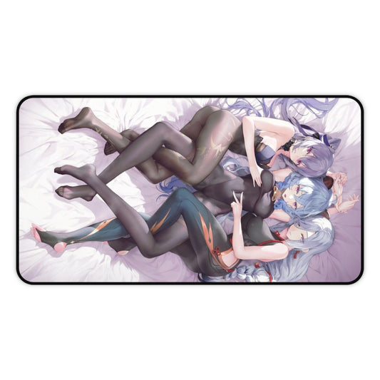 Sexy Waifus Ganyu Keqing and Shenhe Genshin Impact Desk Mat - Non Slip Mousepad - Sexy Girls Playmat