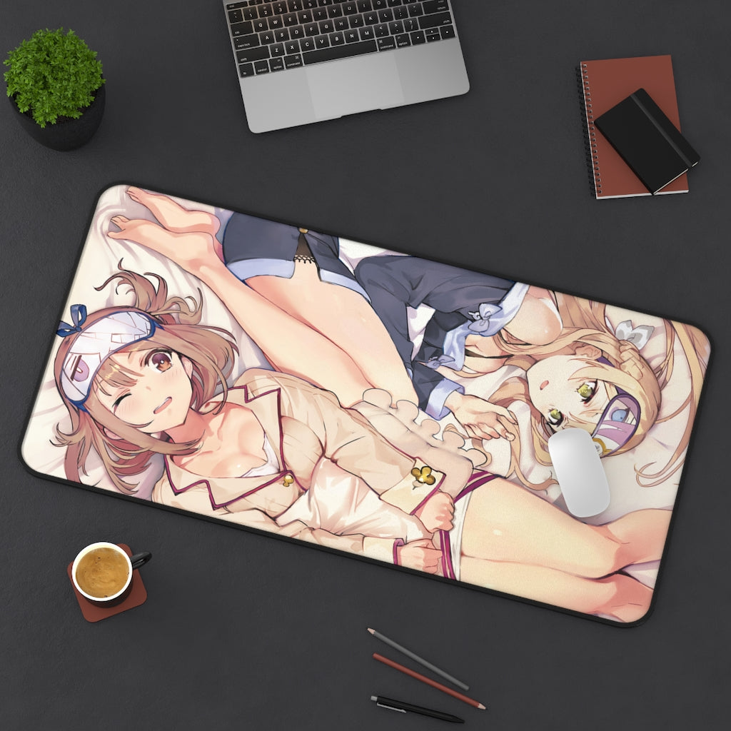 Atelier Ryza Sexy Mousepad - Sleepover Klaudia Valentz and Reisalin Stout Ecchi Desk Mat - Kawaii Gaming Playmat