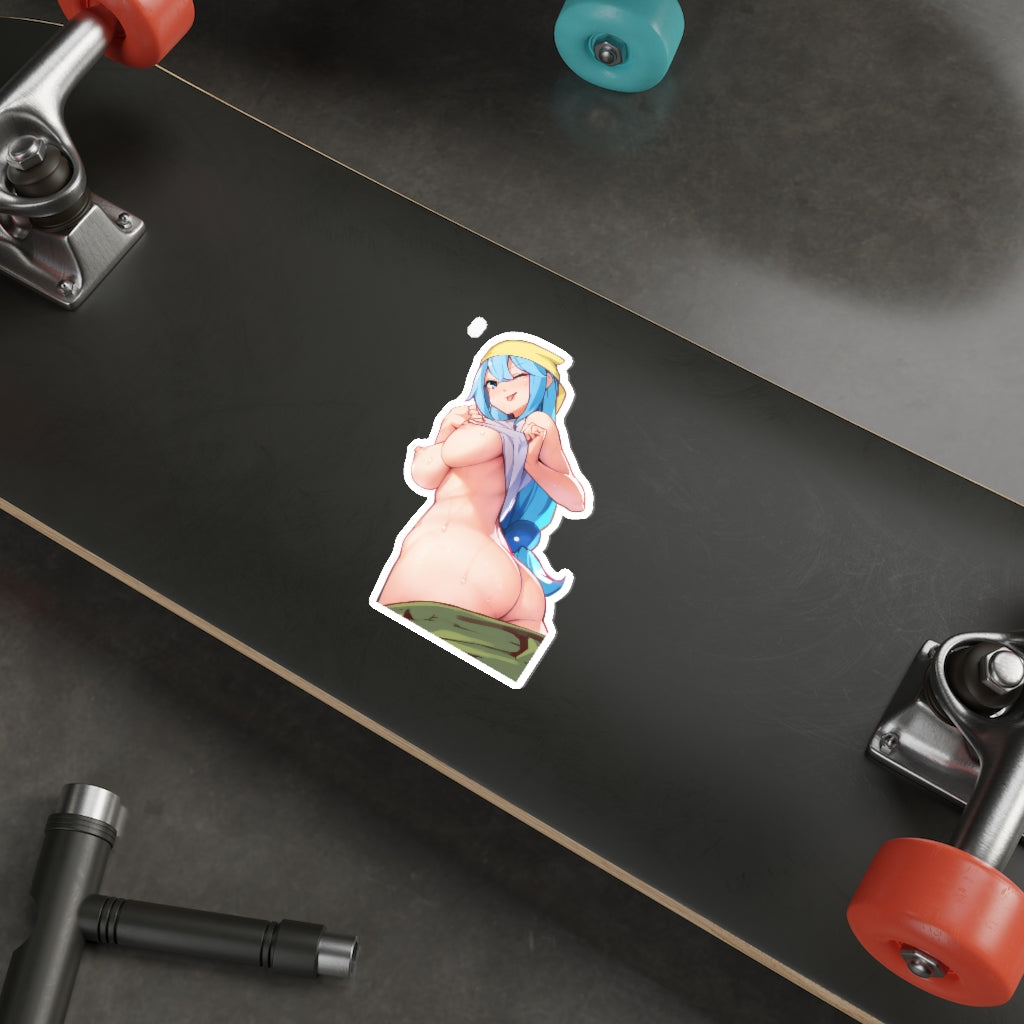 Undressing Konosuba Aqua Waterproof Sticker - Ecchi Vinyl Decal