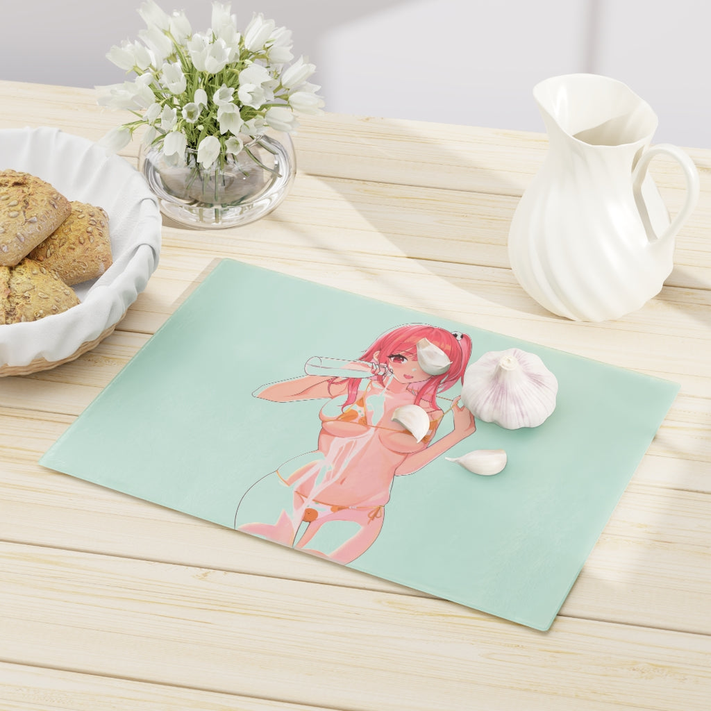 Glass Cutting Board - Charcuterie and Cheese Board - Milk Spilling Busty Honoka - Dead or Alive Cutting Board