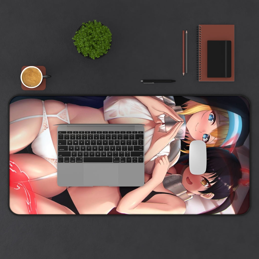 Fire Force Sexy Lingerie Waifus Iris and Tamaki Gaming Desk Mat - Anime Mousepad - Sexy Girl Playmat