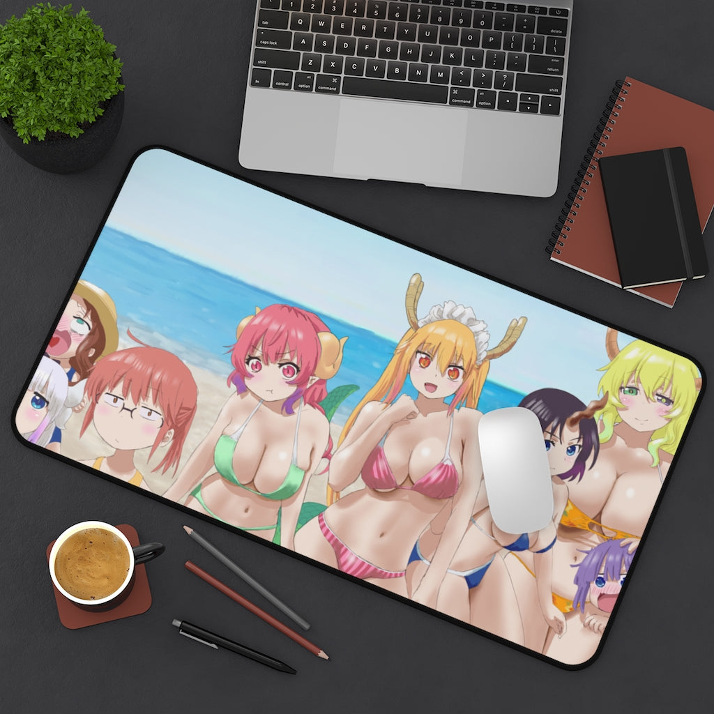 Tapis de bureau Miss Kobayashi's Dragon Maid Bikini Gang - Tapis de souris antidérapant - Tapis de jeu pour fille sexy 