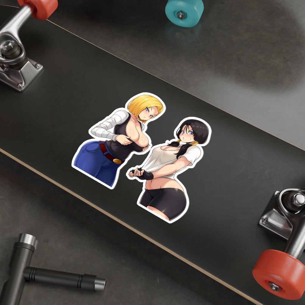 Dragon Ball Z Ecchi Waterproof Sticker - Thicc Baddies Android 18 and Videl Vinyl Anime Decal