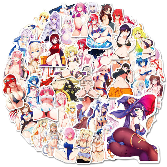 50pcs Hentai Anime Sexy Girls Stickers Waifu Adults Decals DIY Tablet Scrapbooking Luggage Phone PVC Graffiti Sticker Pack