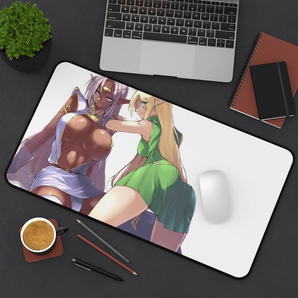 Record Of Lodoss War Sexy Mousepad - Pirotess And Deedlit Anime Desk Mat - Ecchi Playmat