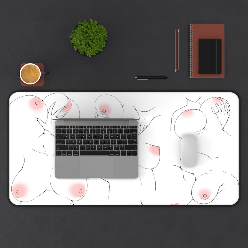 Boobs Squeeze Desk Mat - Lewd Boobs Mousepad - Hentai Playmat