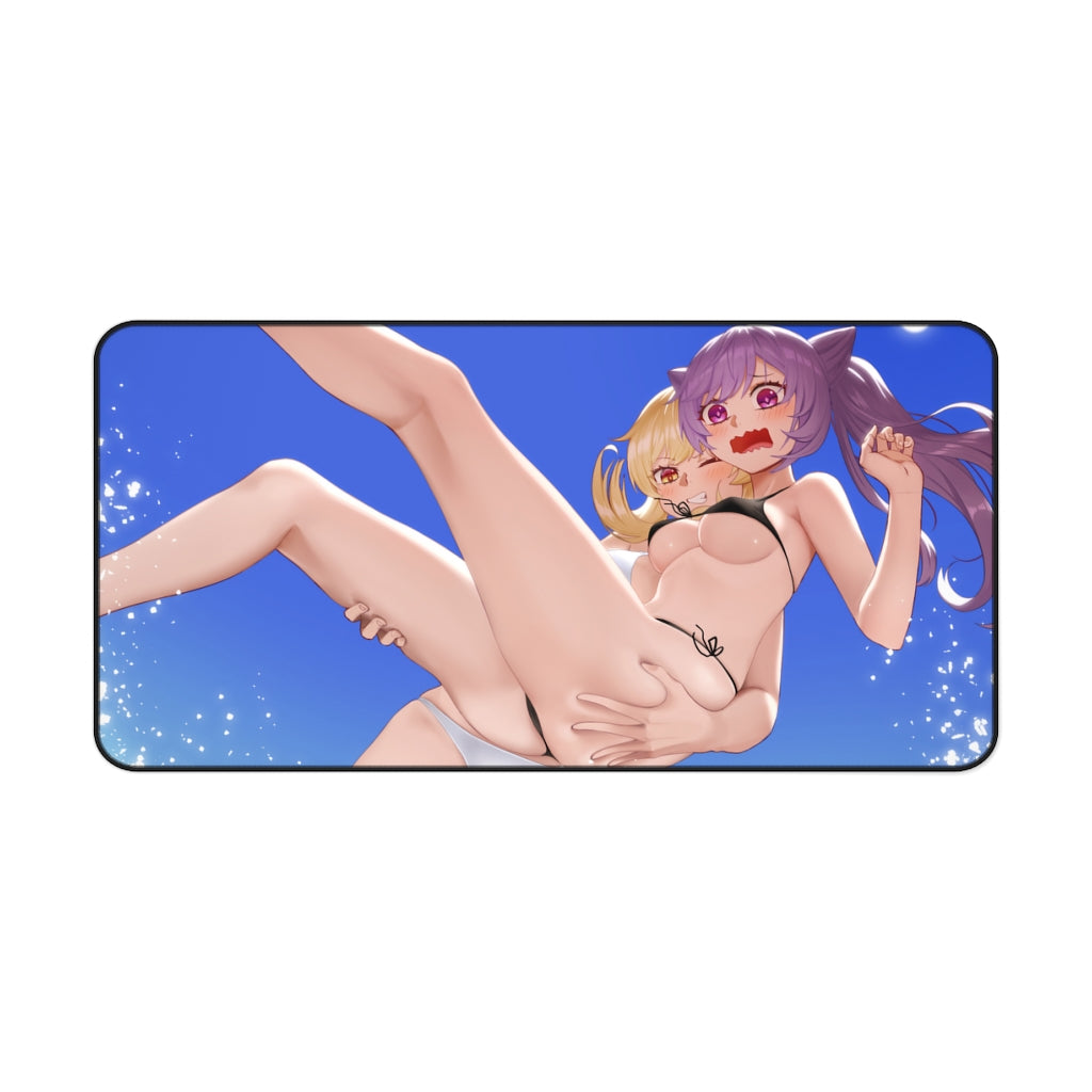 Lumine and Keqing Bikini Genshin Impact Desk Mat - Non Slip Mousepad