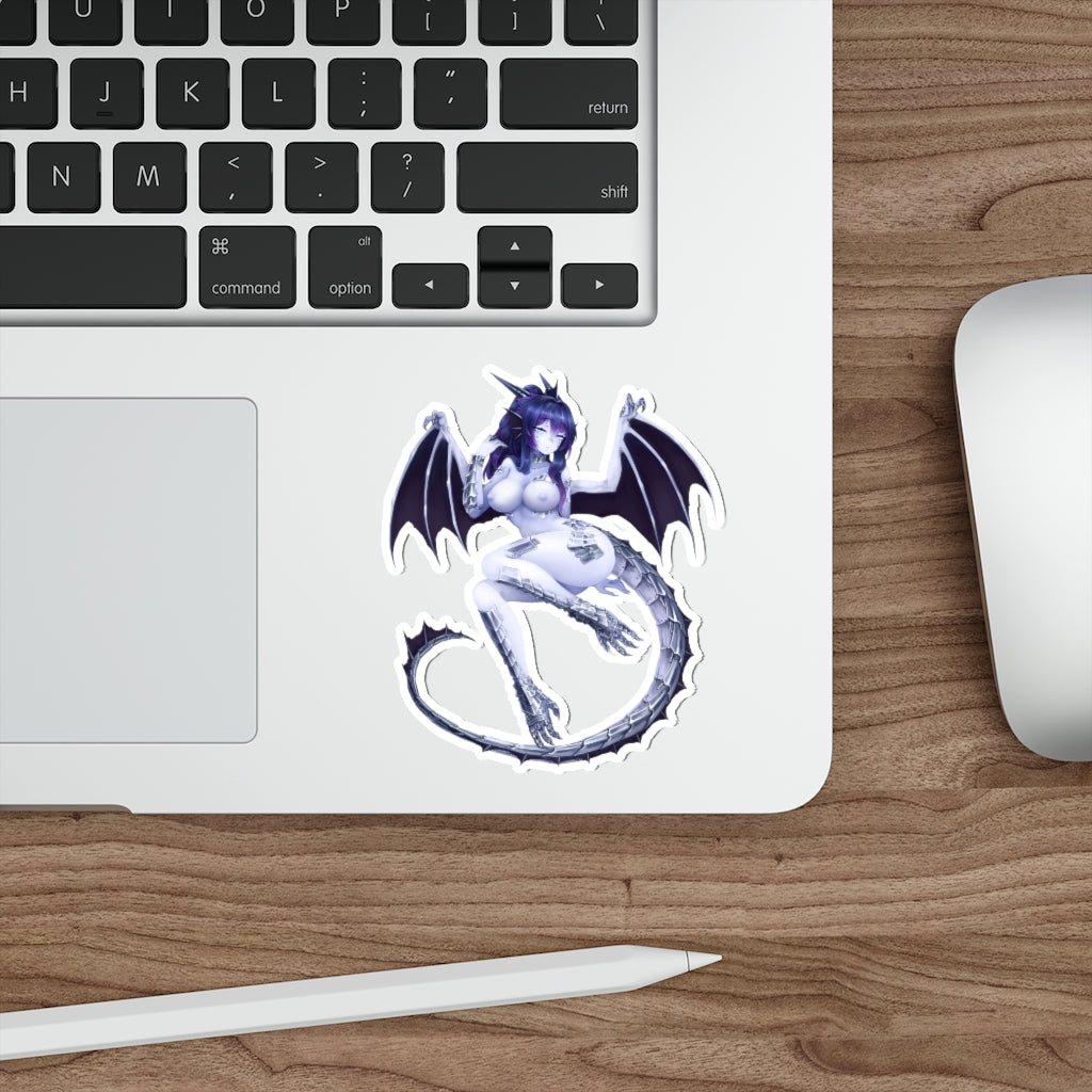 Dungeons and Dragons Nude Female Anthro Silver Dragon Waterproof Sticker -  Ecchi Vinyl Decal