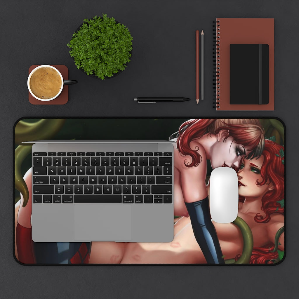 Hentai Tentacles Harley Quinn and Poison Ivy Desk Mat - Lewd Mousepad - Comic Book Girls Playmat