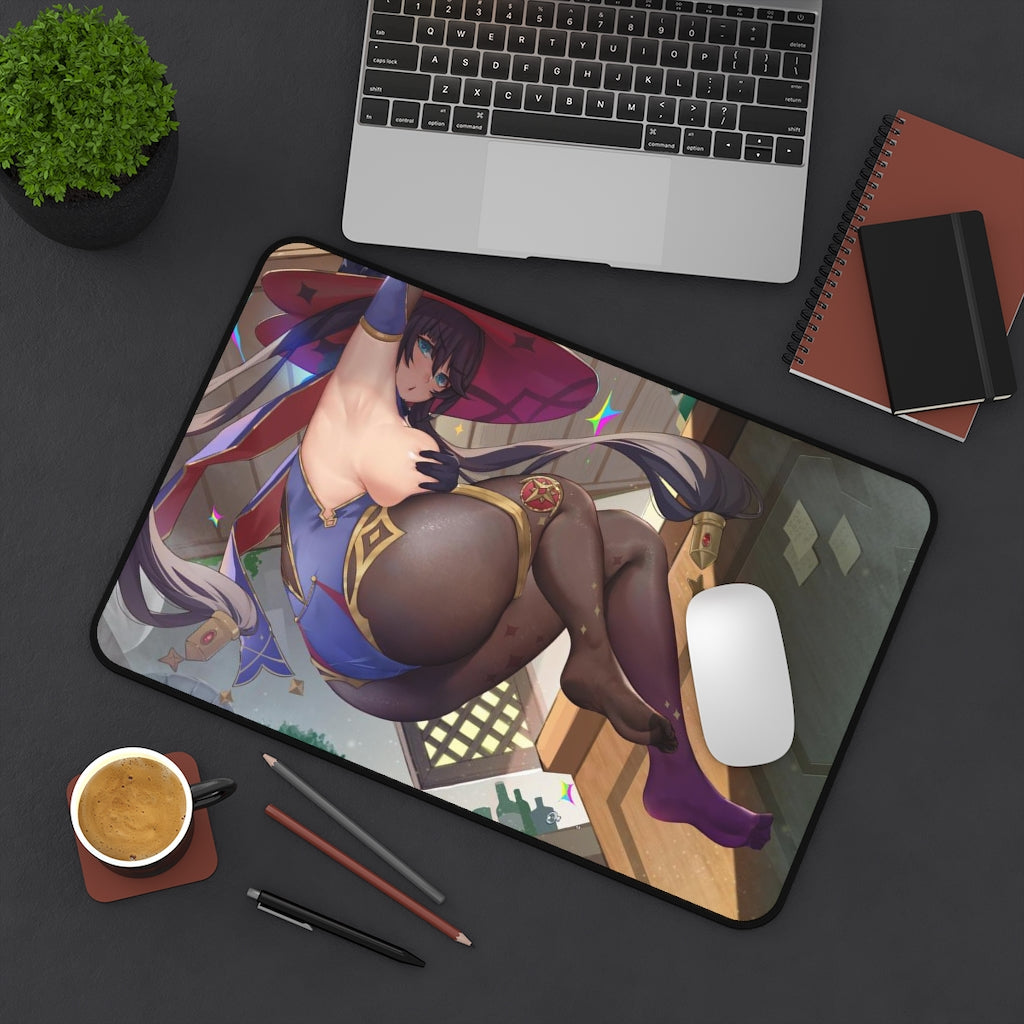 Genshin Impact Sexy Mousepad - Thick Mona Gaming Desk Mat - Ecchi Playmat