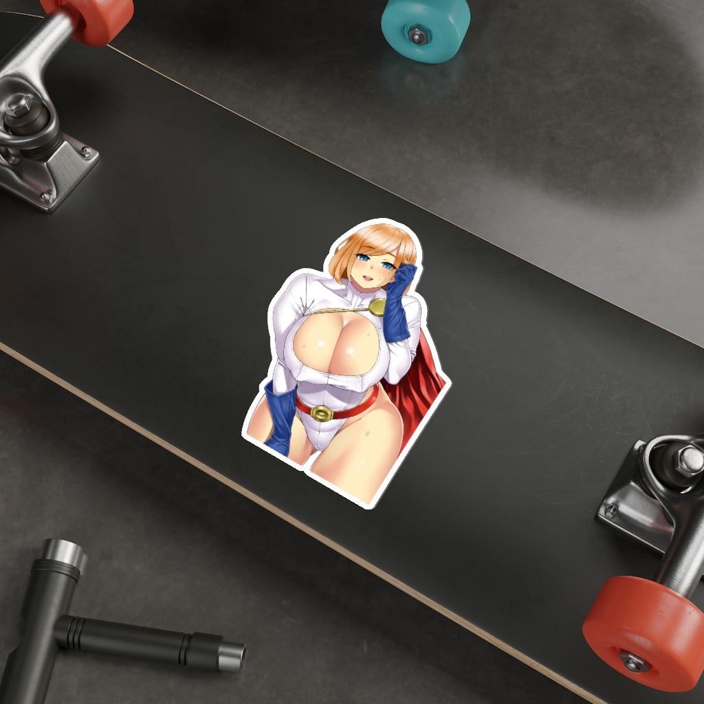 Busty Power Girl Waterproof Sticker - Ecchi Vinyl Decal