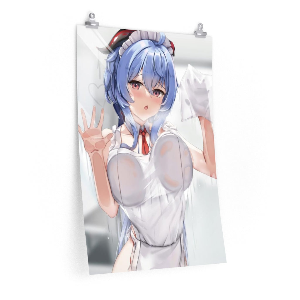 Sexy Maid Ganyu Genshin Impact Boobs Press Poster - Lewd Premium Matte Vertical Poster - Adult Wall Art