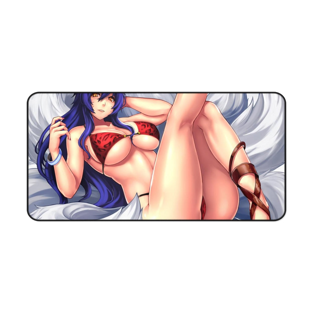 Nine Tailed Fox Ahri Sexy Mousepad - League of Legends Ecchi Desk Mat - LoL Kitsune Playmat