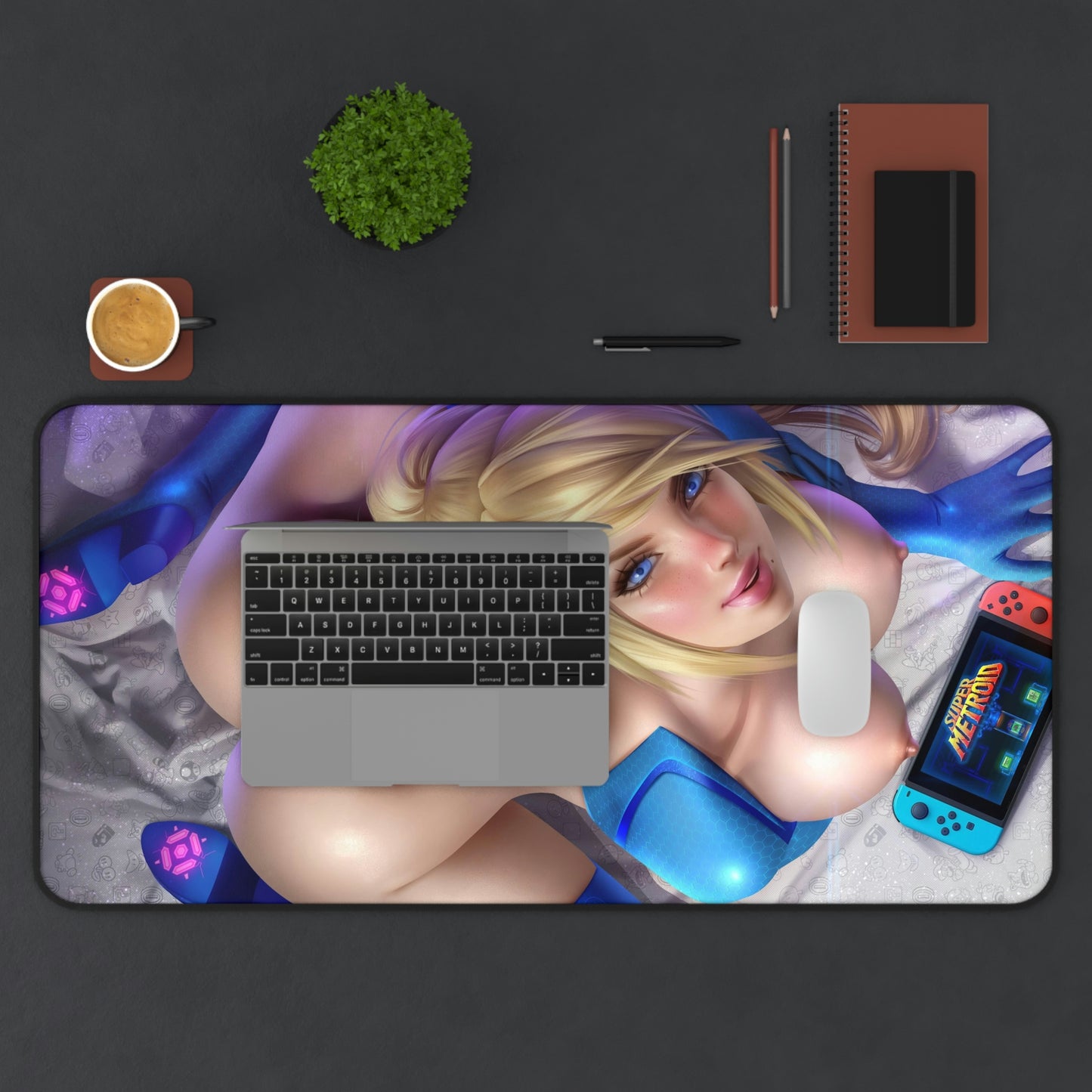 Samus Naked Gamer Girl Mousepad - Metroid Large Desk Mat - Ecchi Mouse Pad - MTG Playmat