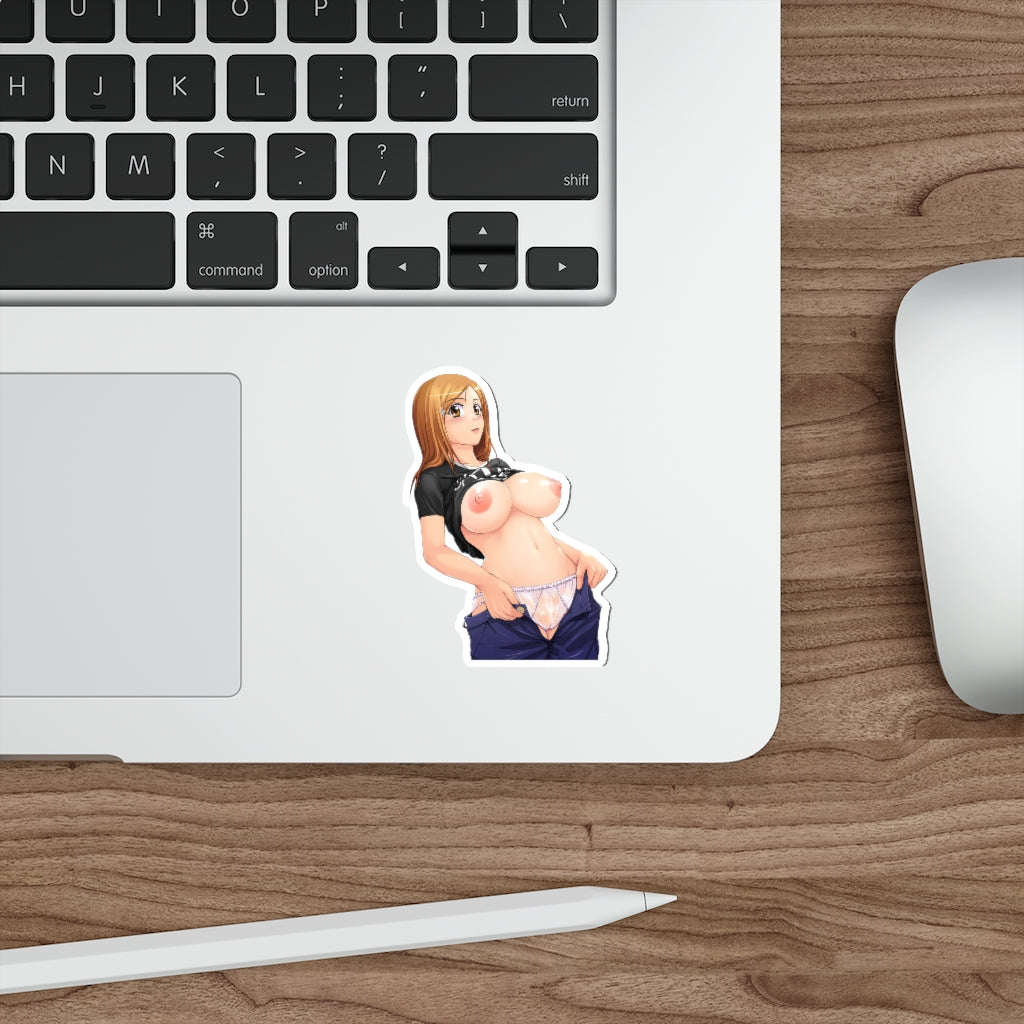 Bleach Anime Orihime Undressing Waterproof Sticker - Nude Tits Ecchi Vinyl Decal