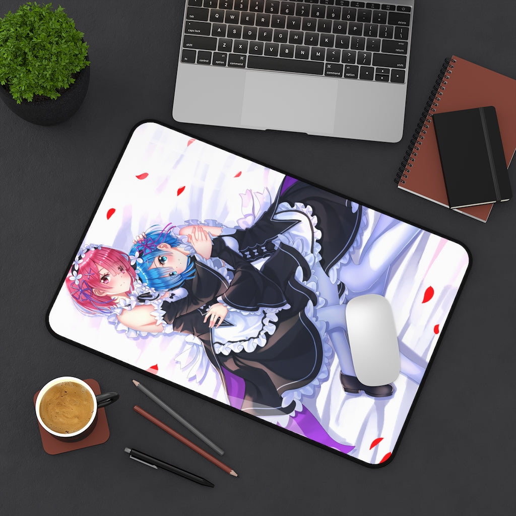 Re Zero Sexy Mousepad - Rem And Ram Anime Desk Mat - Ecchi Playmat