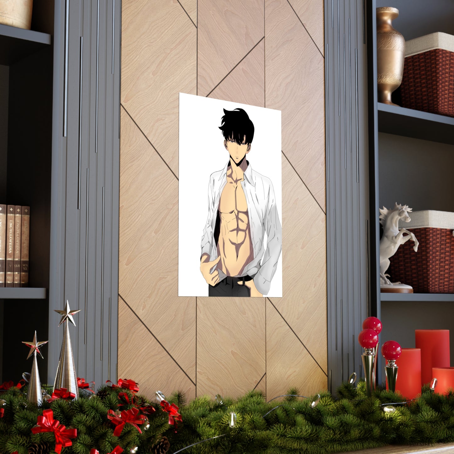 Affiche de mise à niveau solo du beau mannequin Sung Jinwoo - Affiche verticale mate de qualité supérieure - Décoration murale Anime Manhwa de Sung Jin Woo