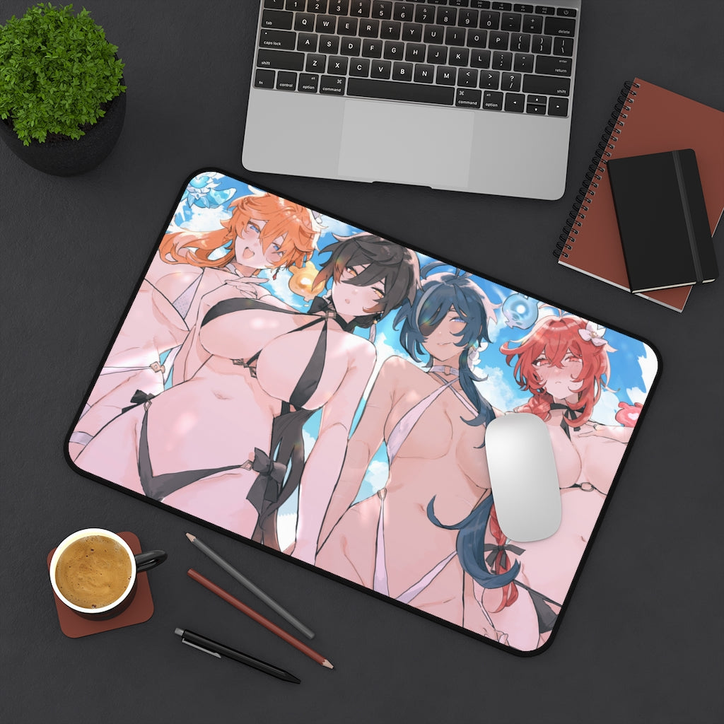 Genshin Impact Ecchi Desk Mat | Male Cast Gender Swap | Large Gaming Mousepad - MTG Playmat