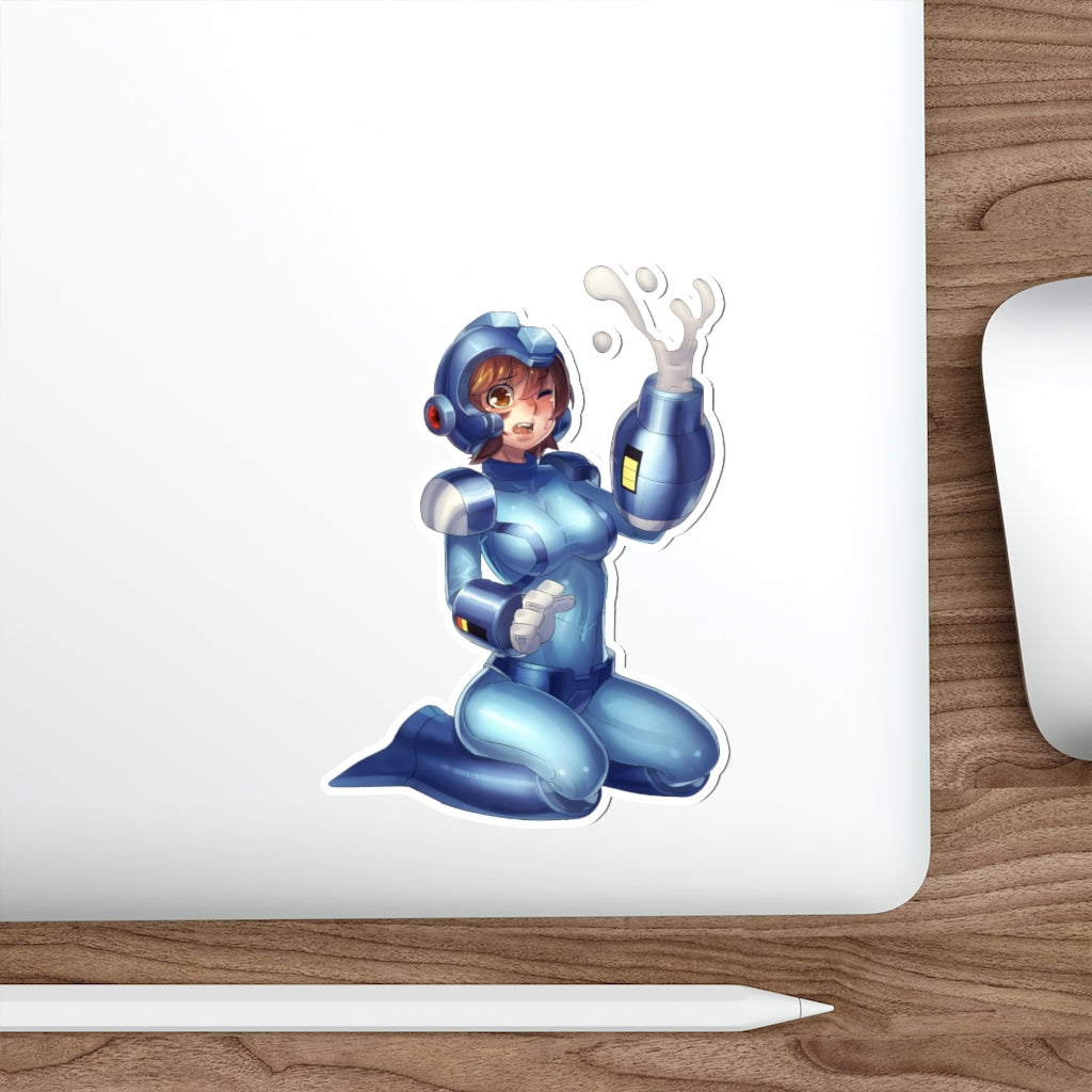 Female Megaman Shoot Waterproof Sticker - Ecchi Vinyl Decal