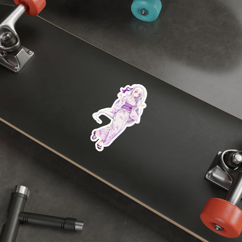 Re Zero Emilia Kimono Waifu Waterproof Sticker - Ecchi Vinyl Decal