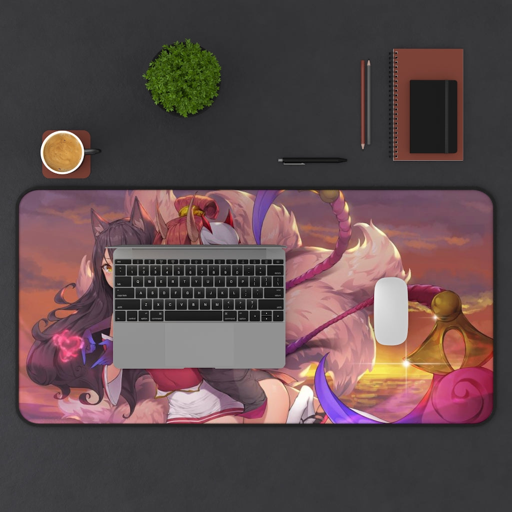 League of Legends Ahri And Evelynn Kawaii Mousepad - Ecchi Gaming Desk Mat - LoL Playmat