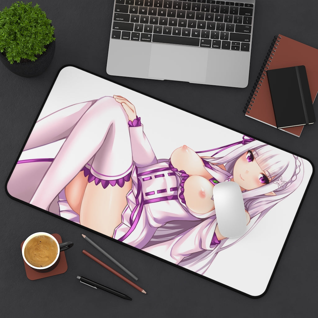 Re Zero Sexy Mousepad - Nude Anime Tits Emilia Desk Mat - Ecchi Playmat