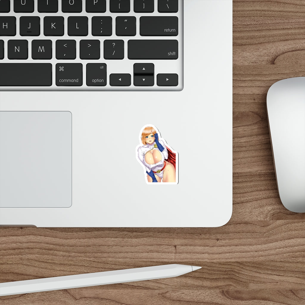 Busty Power Girl Waterproof Sticker - Ecchi Vinyl Decal