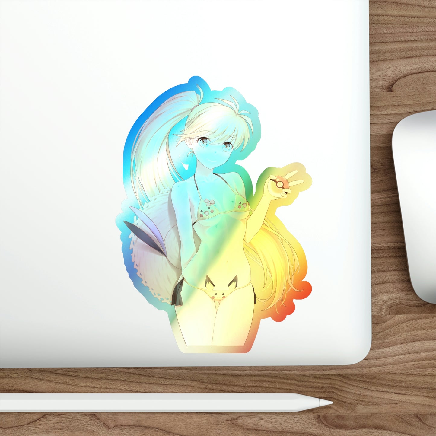 Holographic Pokemon Sticker - Sexy Pikachu Anthro - Ecchi Holographic Car Decal