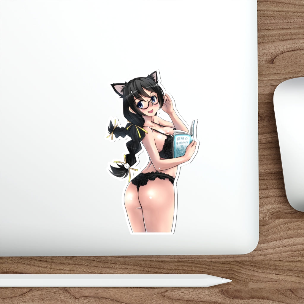 Monogatari Series Tsubasa Hanekawa Neko Anime Girl Waterproof Sticker - Ecchi Vinyl Decal