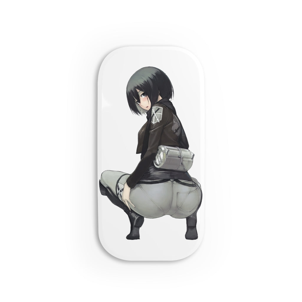 Ecchi Anime Phone Grip - Mikasa Cell Phone Stand - Attack on Titan Phone Click-On Grip