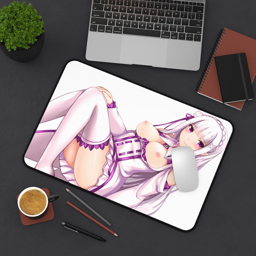 Re Zero Sexy Mousepad - Nude Anime Tits Emilia Desk Mat - Ecchi Playmat